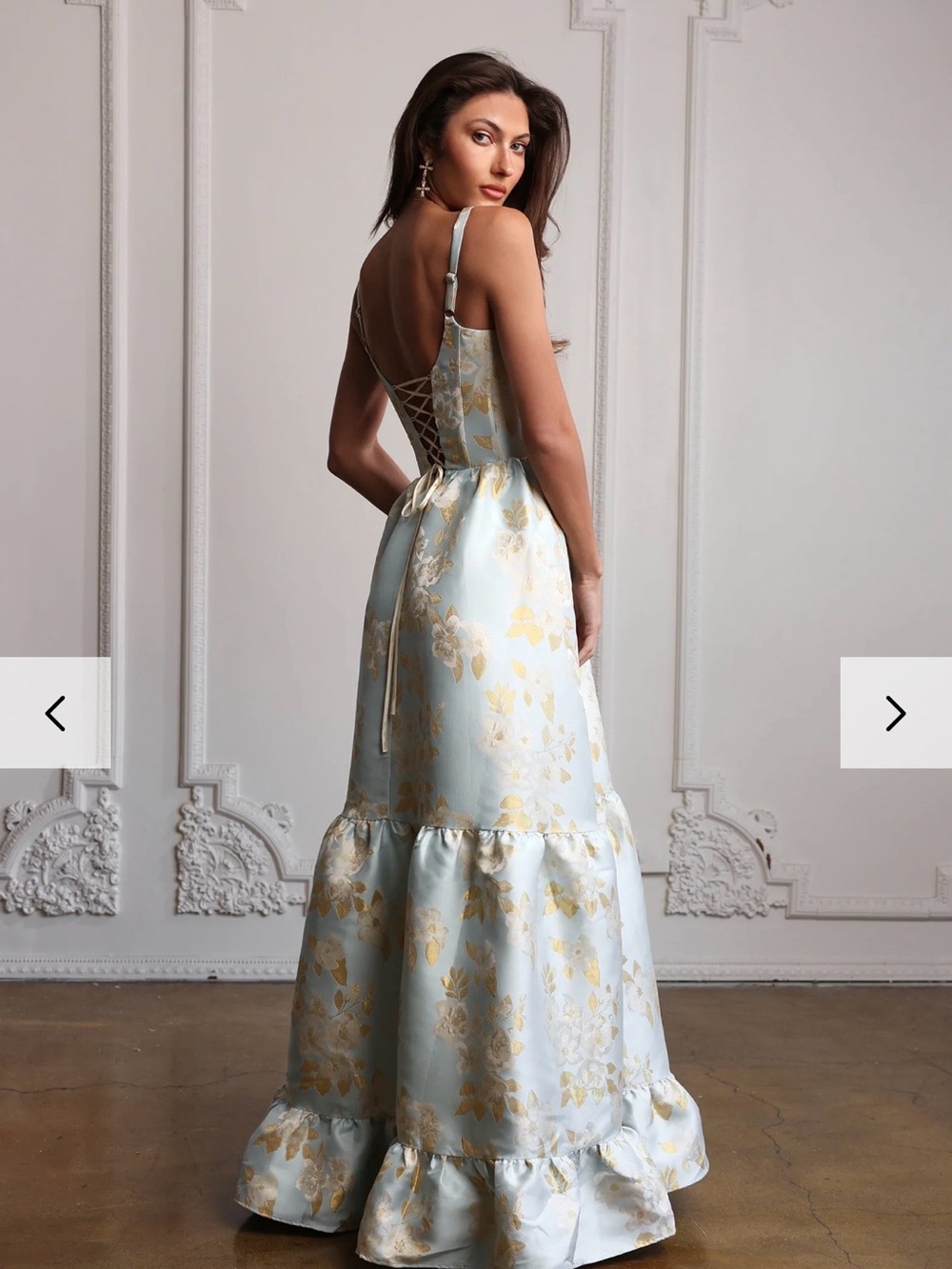 V. Chapman The Avery Dress in Ballad Blue Baroque Floral - Picture 3 of 3